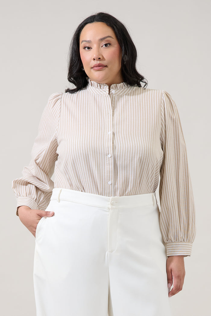 Sandy Striped Doris Button Down Shirt Curve