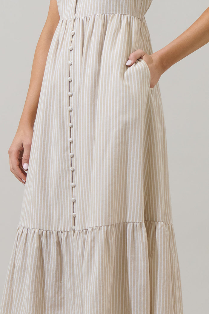 Sandy Striped Evianna Flutter Maxi Dress