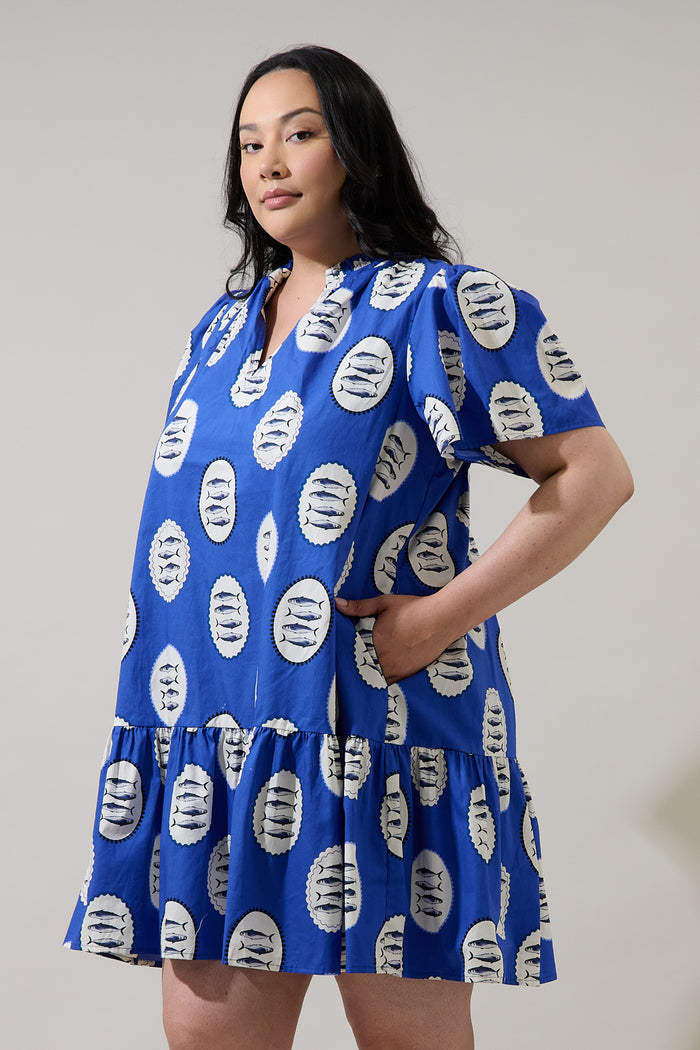 Sardine Sea Azari Shift Mini Dress Curve