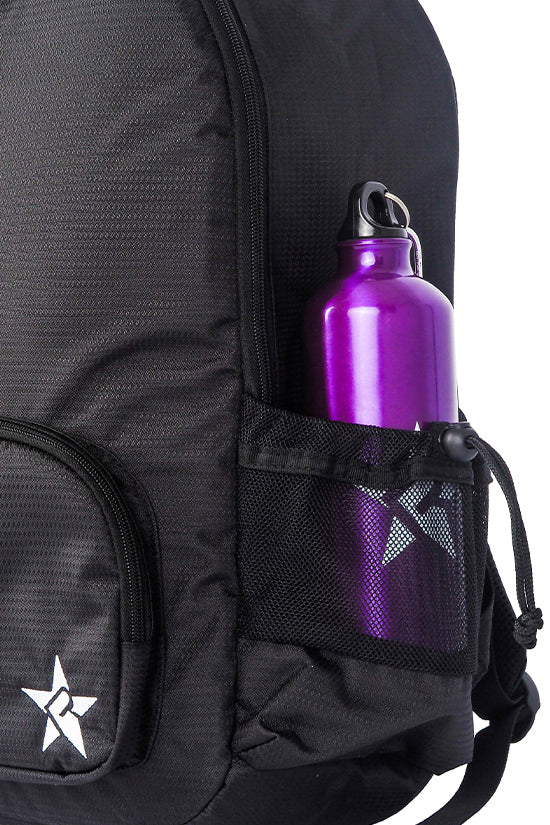 Satin in Black Rebel Raven Backpack with Black Zipper