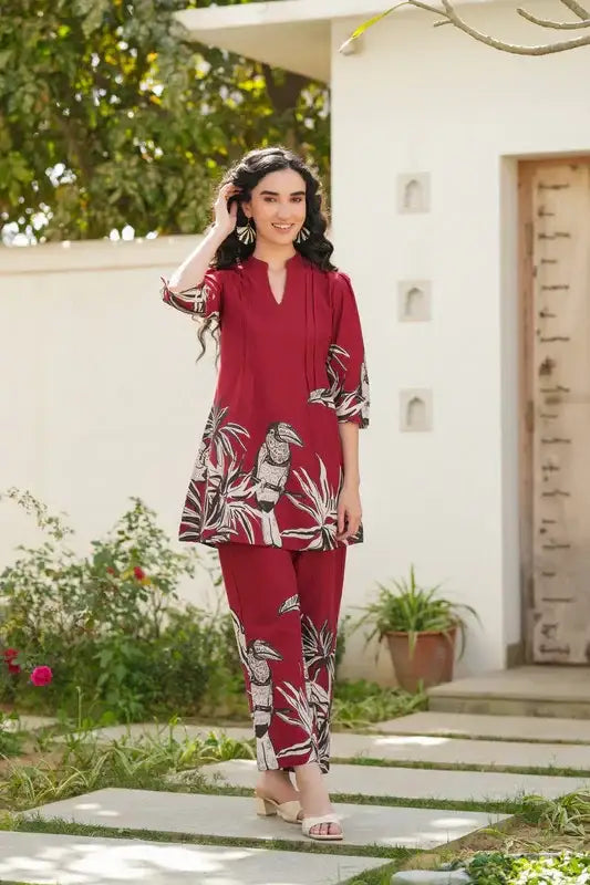Scarlet Glow Cotton Co-ord Set