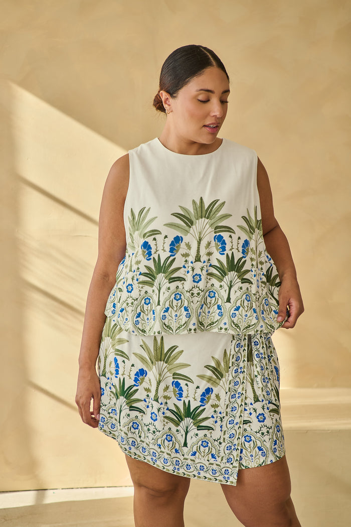 Senara Floral Levie Wrap Mini Skort Curve
