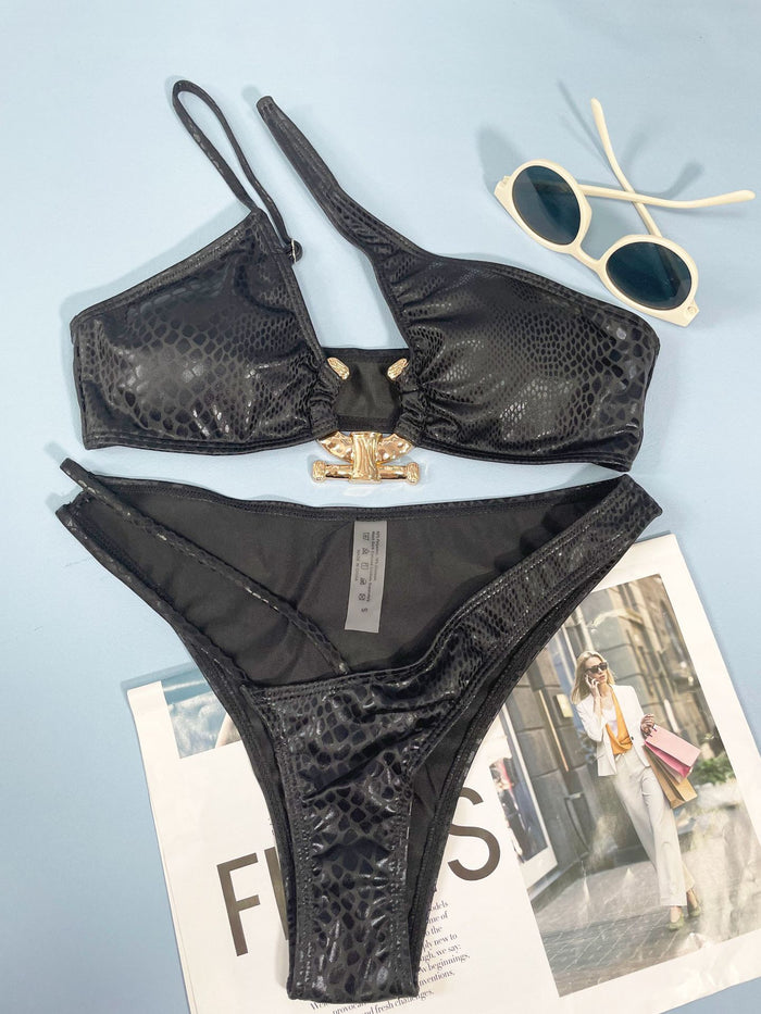 Serpentine Pattern Bikini Women Snake Print Swimsuit Set