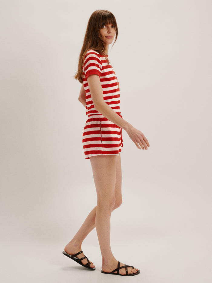 Cherry-Ivory Stripe