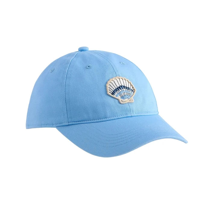 Light blue cap with a shell emblem on a white background