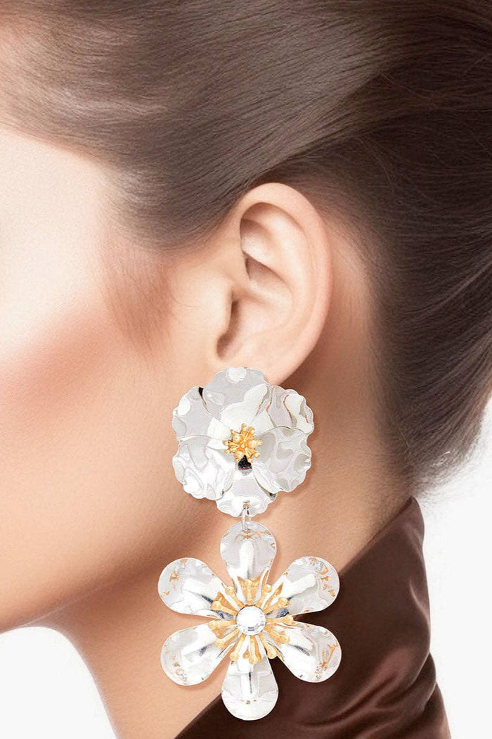 Style the Silver 3D Flower Earrings for Women exclusively at Born To Glam