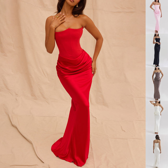 Slim Tube Top Long Dress – Sexy Backless Evening Gown