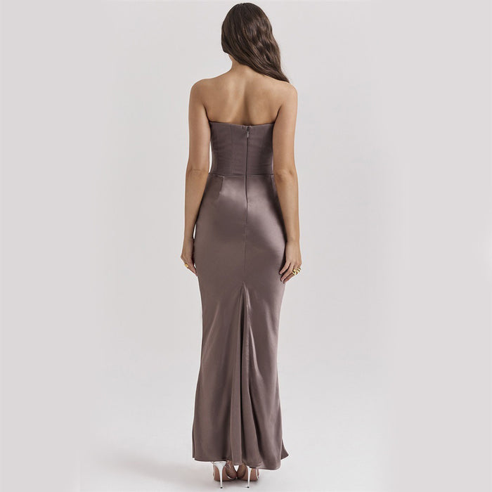 Slim Tube Top Long Dress – Sexy Backless Evening Gown