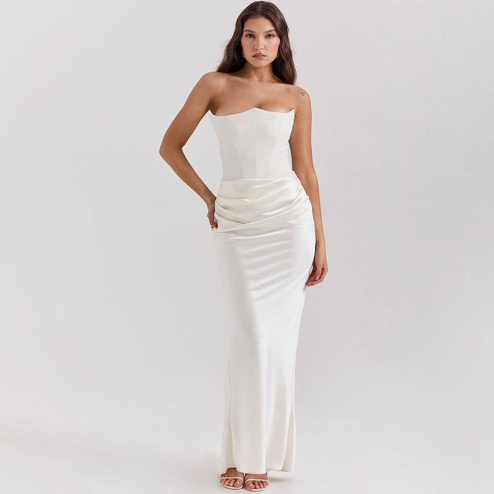 Slim Tube Top Long Dress – Sexy Backless Evening Gown