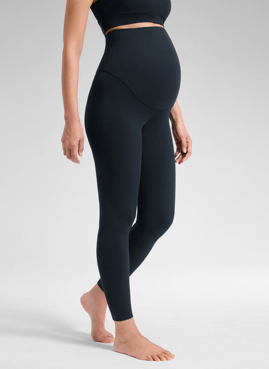 CRZ YOGA Women's Softretch Maternity Yoga No Front Seam Legging 25'' True Navy