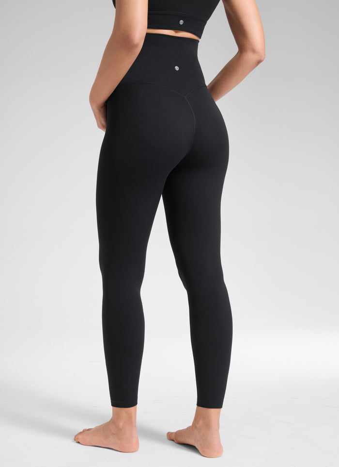 CRZ YOGA Women's Softretch Maternity Yoga No Front Seam Legging 25'' Black