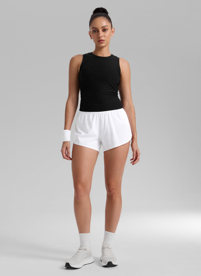 CRZ YOGA Women's Running High Waisted Mesh Lined Shorts Workout Shorts White