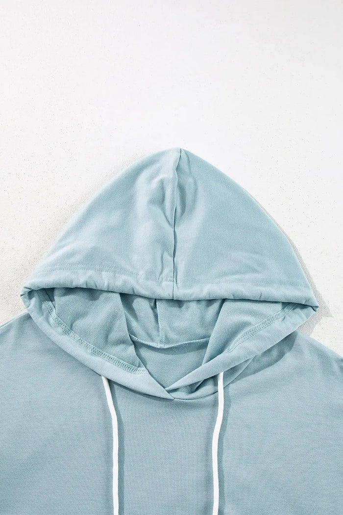Shop Solid Colour Ruffled Hem Loose Fit Tunic Hoodie at eAura