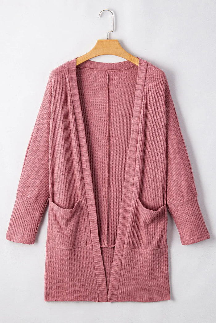 Shop Solid Colour Waffle Knit Cardigan with Pocket at eAura