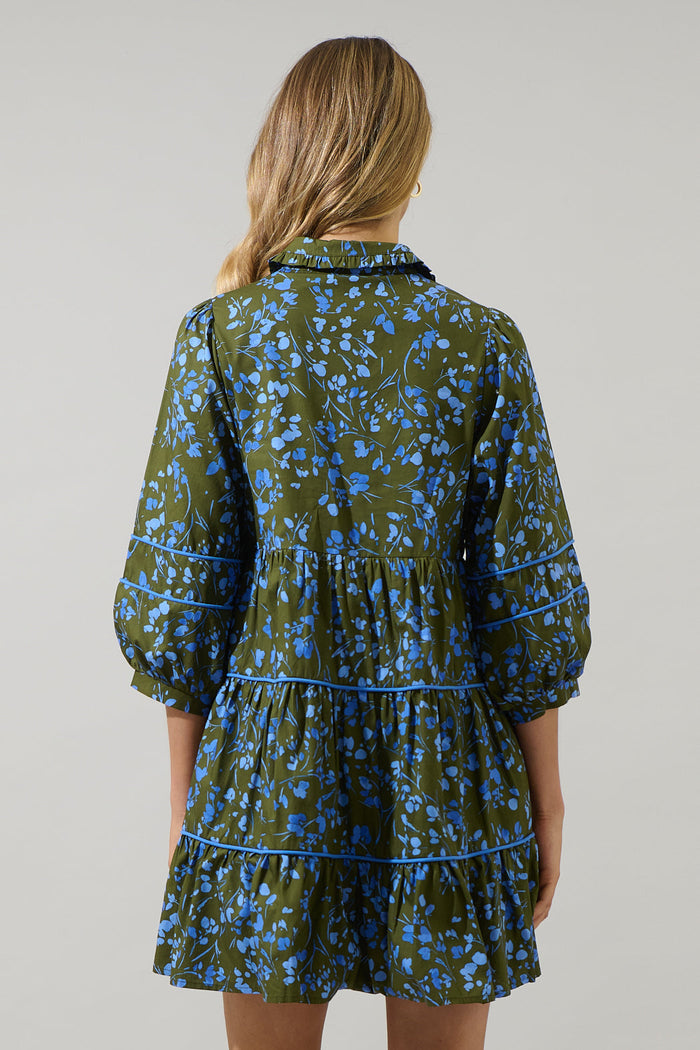 Solvay Floral Stark Tiered Mini Dress
