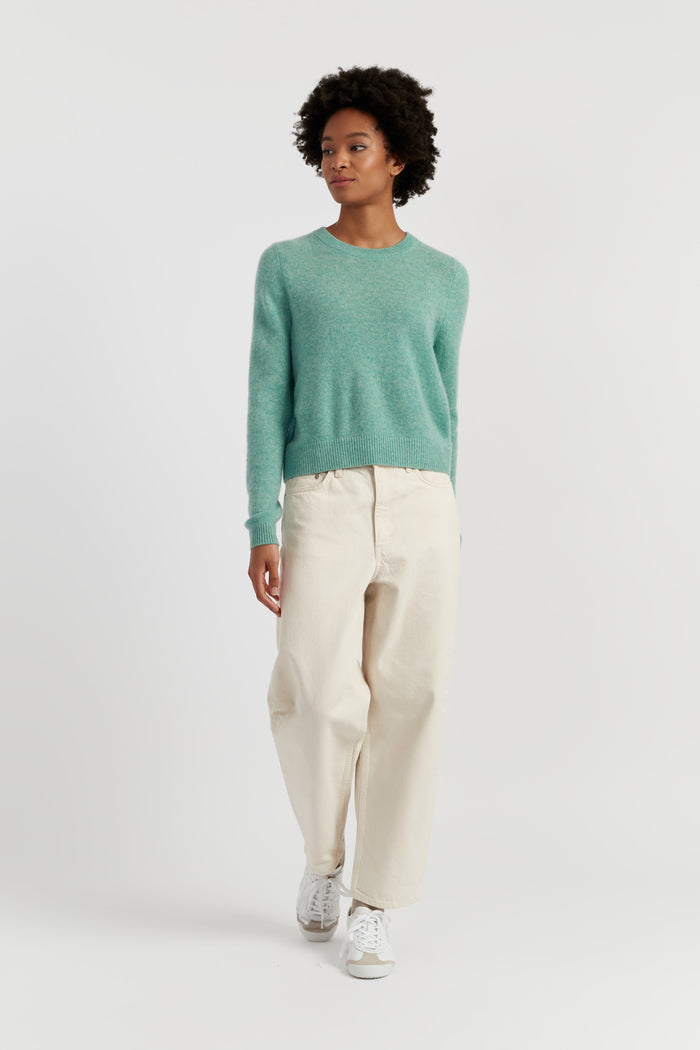 Spearmint Cloud Cashmere Cropped Sweater