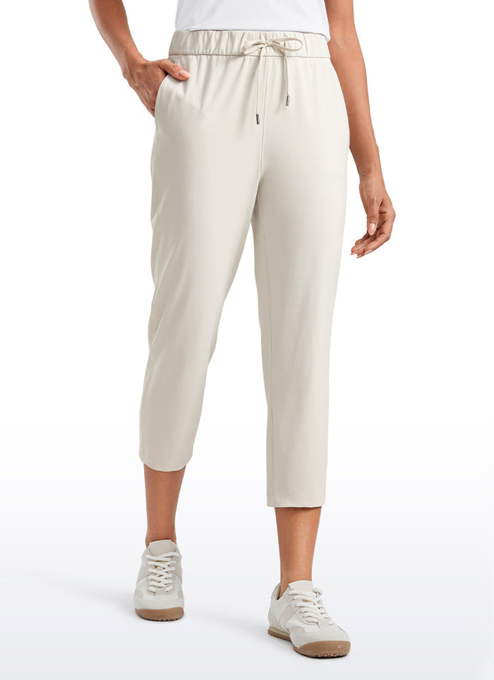 CRZ YOGA Women's Travel Slim Fit Stretch Cropped Pants Capris 23'' Milky White