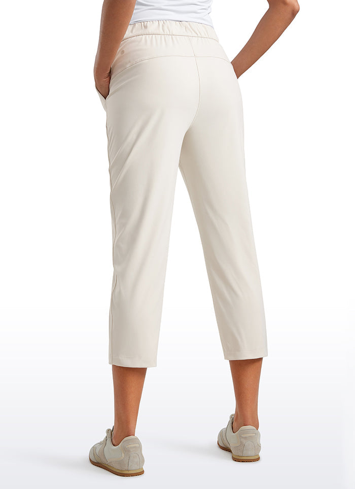 CRZ YOGA Women's Travel Slim Fit Stretch Cropped Pants Capris 23'' Milky White