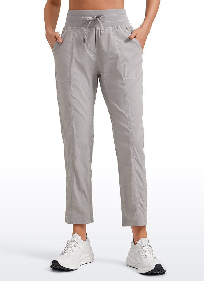 CRZ YOGA Women's Travel Slim Fit Striped Pants 27'' Cinched Leg Dark Chrome