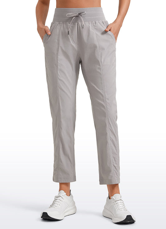 CRZ YOGA Women's Travel Slim Fit Striped Pants 27'' Cinched Leg Dark Chrome