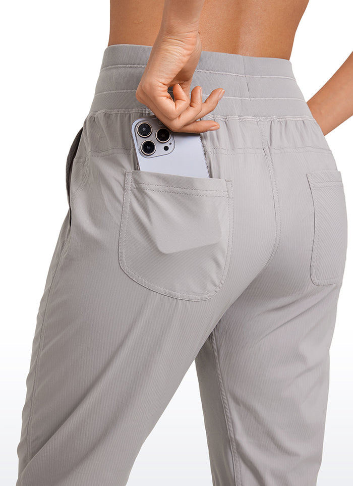 CRZ YOGA Women's Travel Slim Fit Striped Pants 27'' Cinched Leg Dark Chrome