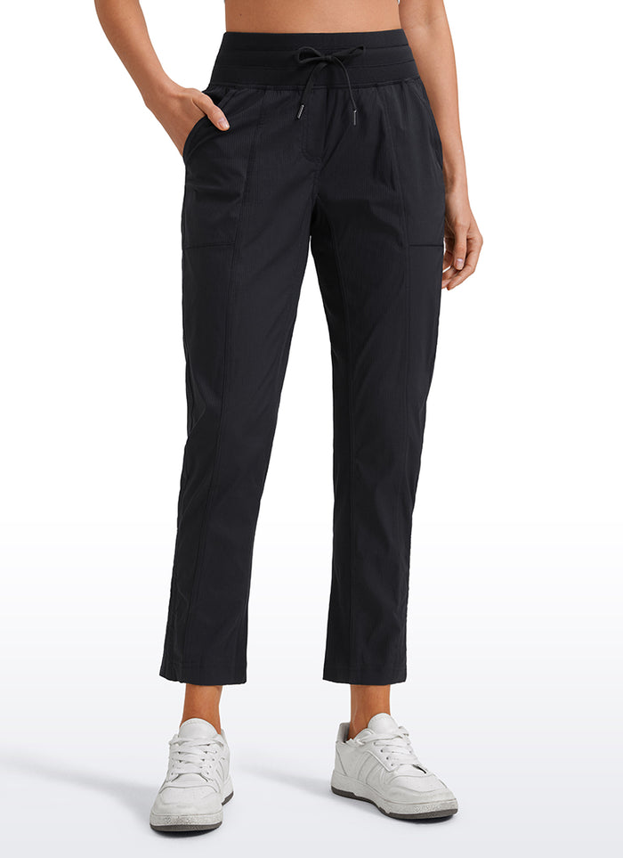 CRZ YOGA Women's Travel Slim Fit Striped Pants 27'' Cinched Leg Black
