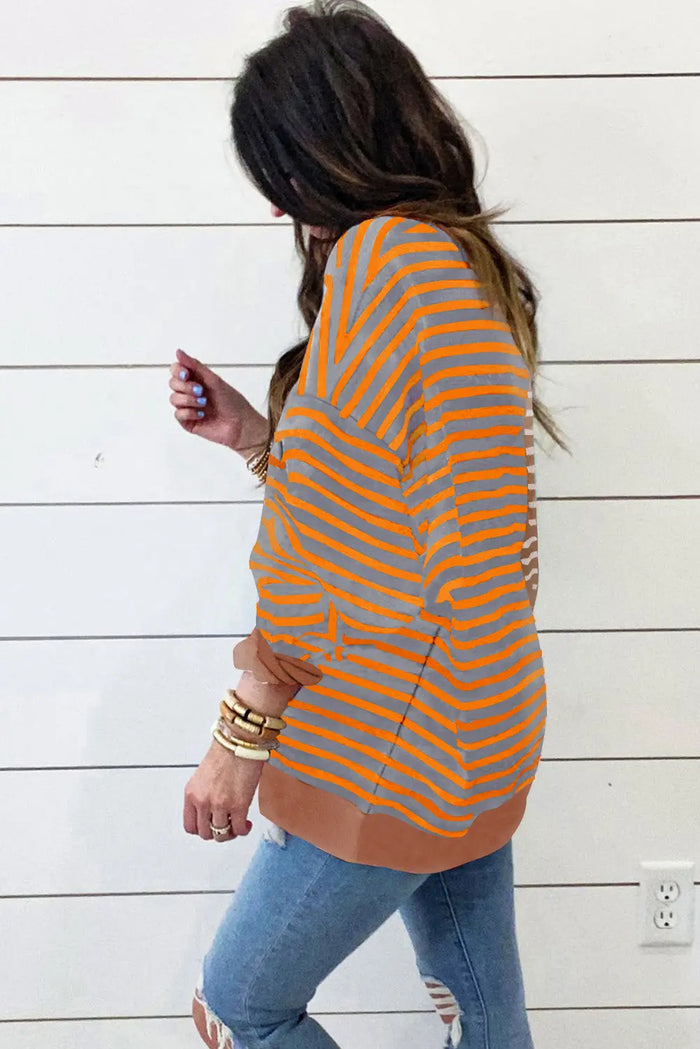Shop Striped Colourblock Drop Shoulder Oversize Sweatshirt at eAura