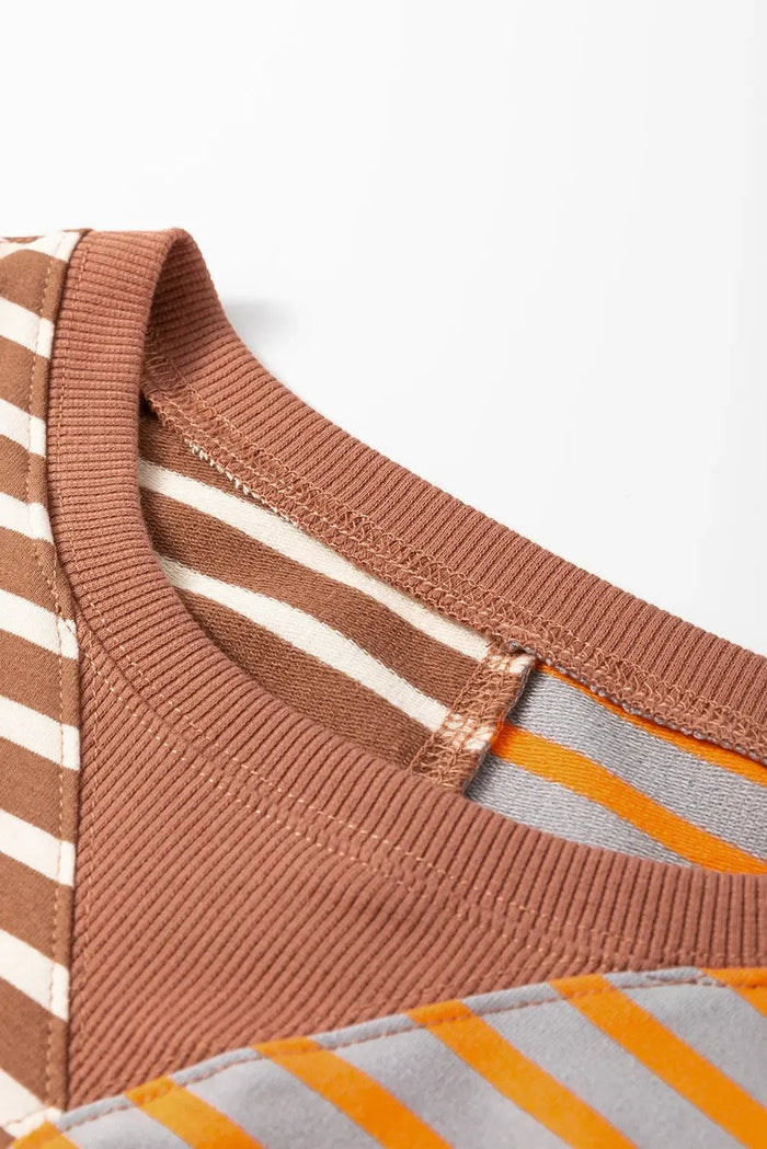 Shop Striped Colourblock Drop Shoulder Oversize Sweatshirt at eAura