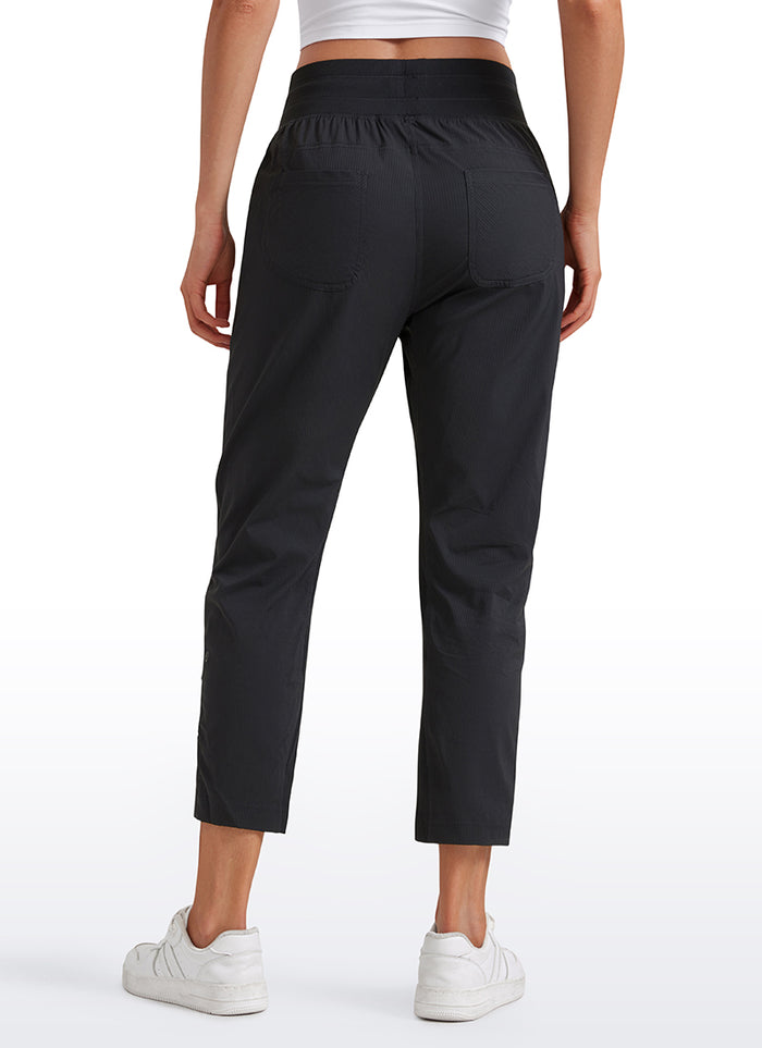 CRZ YOGA Women's Travel Slim Fit Striped Pants 25'' Cinched Leg Black