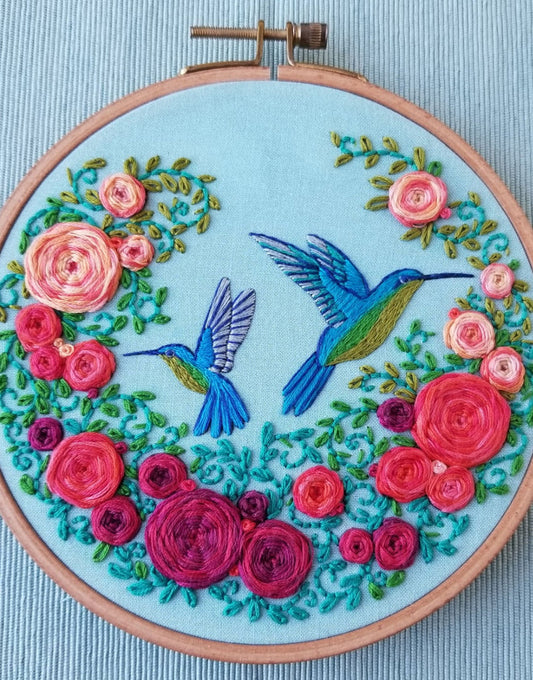 Summer Hummingbird Embroidery Kit, Jessica Long Embroidery