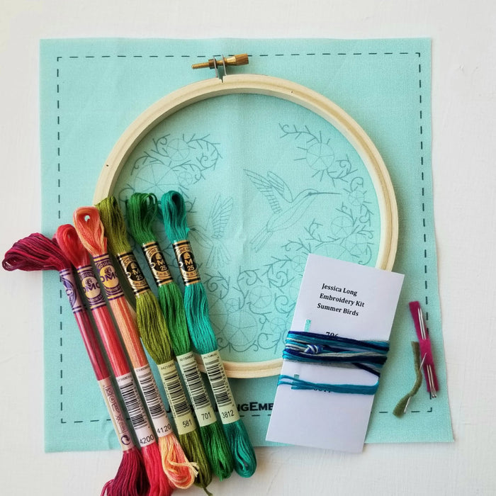 Summer Hummingbird Embroidery Kit, Jessica Long Embroidery