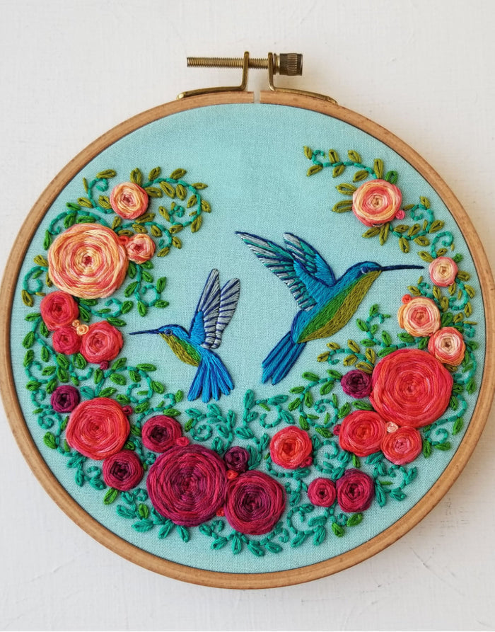 Summer Hummingbird Embroidery Kit, Jessica Long Embroidery