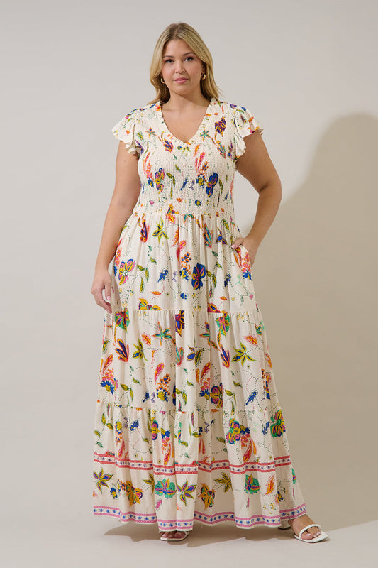 Sunfire Tiered Midi Dress Miraflor Curve