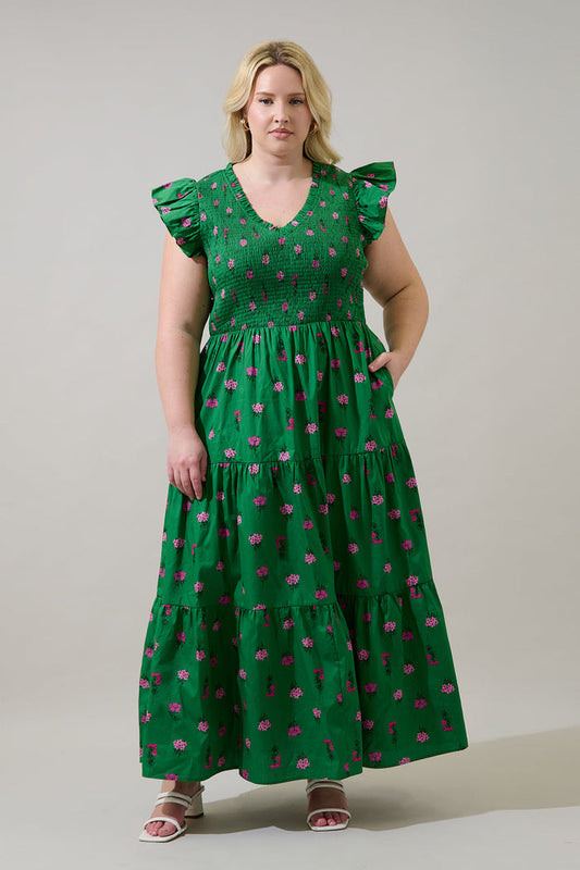 Sunfire Tiered Midi Dress Vivy Floral Curve