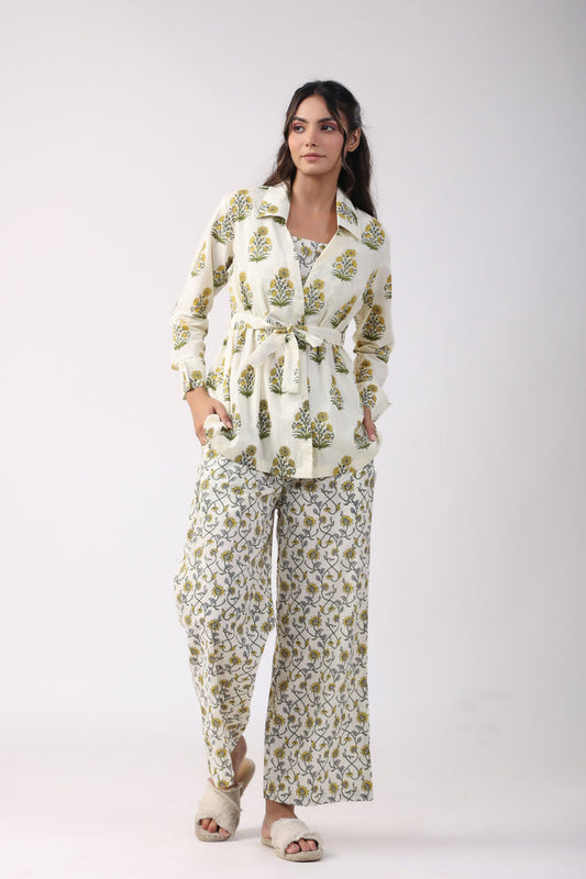 Sunflower Breeze Three Piece Cotton Co-ord Set