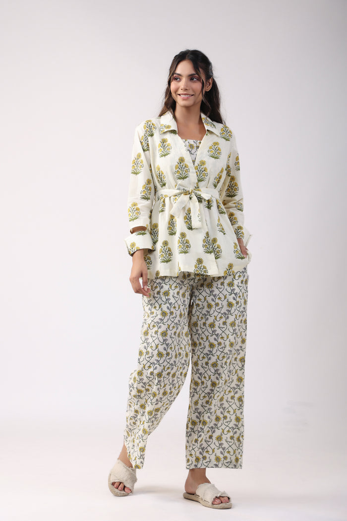 Sunflower Breeze Three Piece Cotton Co-ord Set
