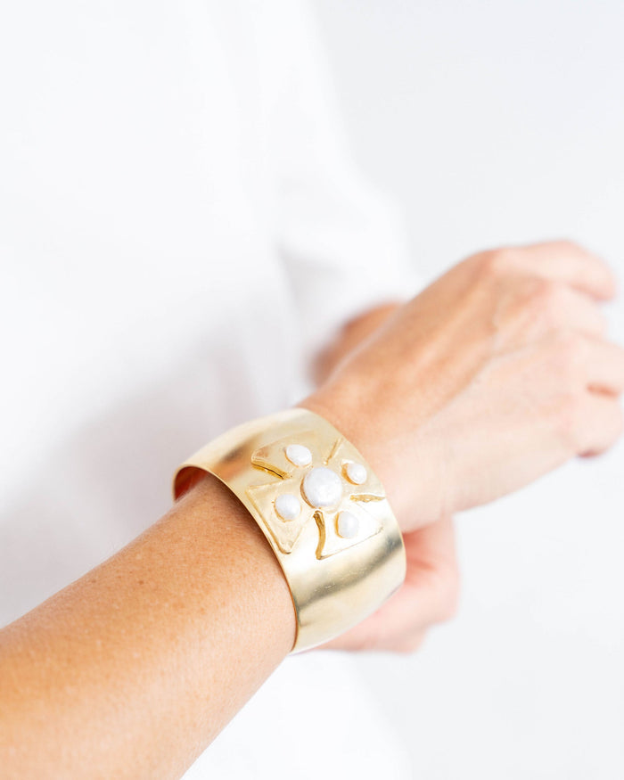 Susan Shaw Gold + Pearl Maltese Cross Cuff