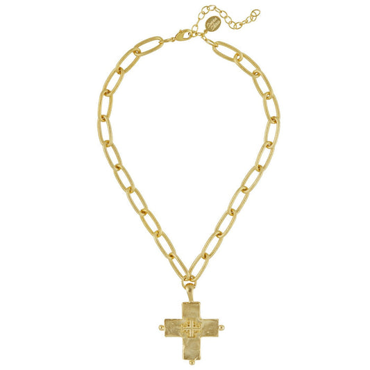 Susan Shaw Jerusalem Double Cross Chain Necklace