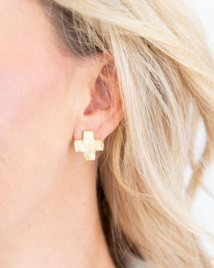 Susan Shaw Mini Square Cross Studs