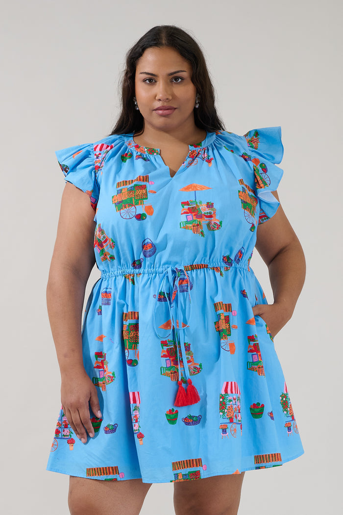 Sutton Drawstring Mini Dress Flower Mart Curve