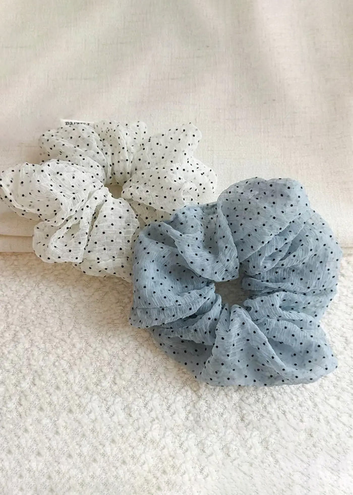 Sweet Mini Polka Dot Scrunchie - Blue