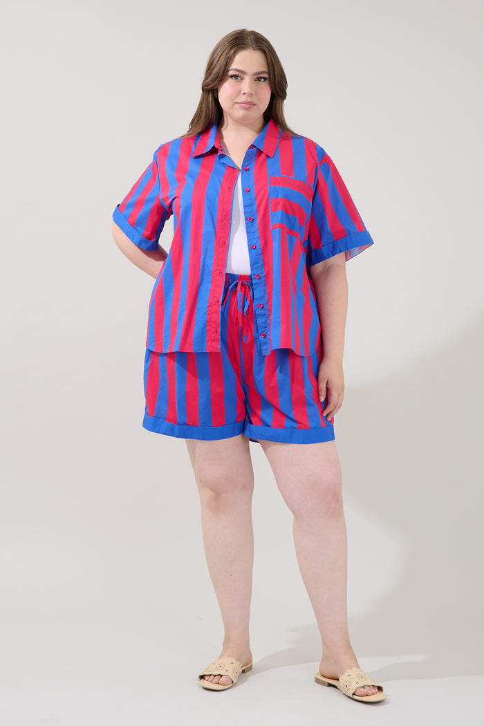 Taffy Oversized Button Down Top Curve