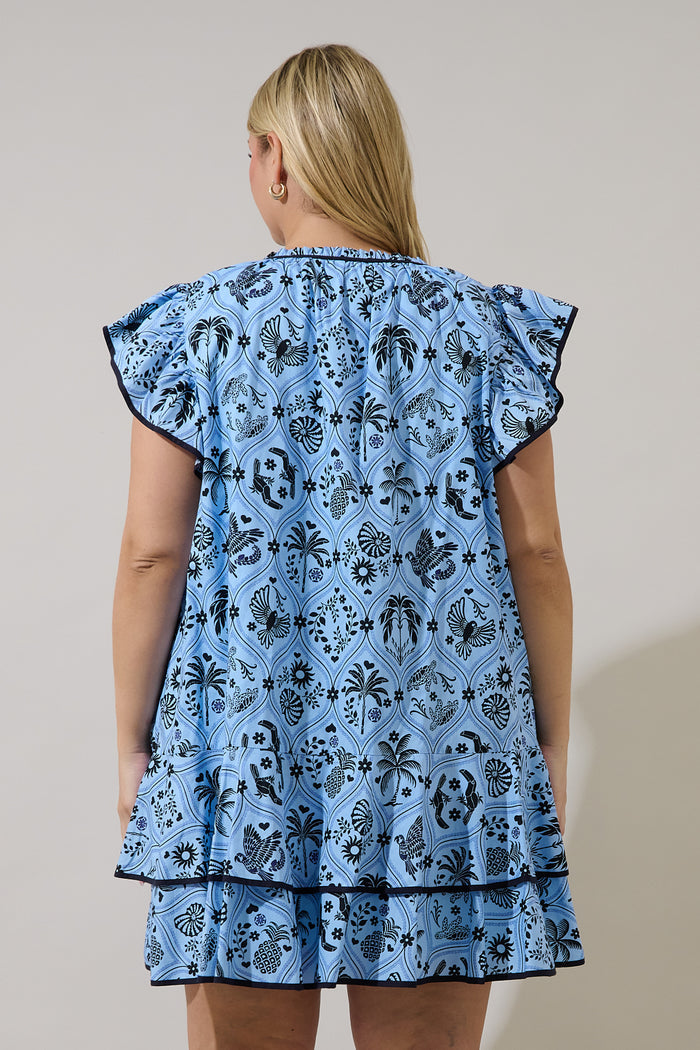 Taris Ruffe Mini Dress Feiry Tropics Curve