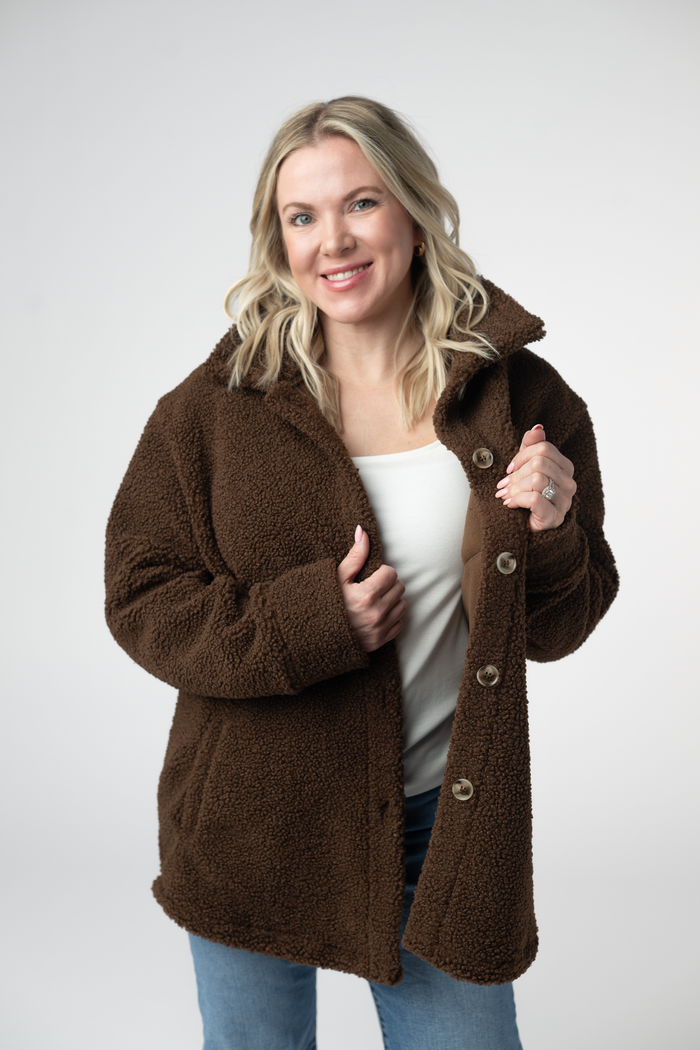 Teddy Oversized Shacket - Brown by Michelle Mae