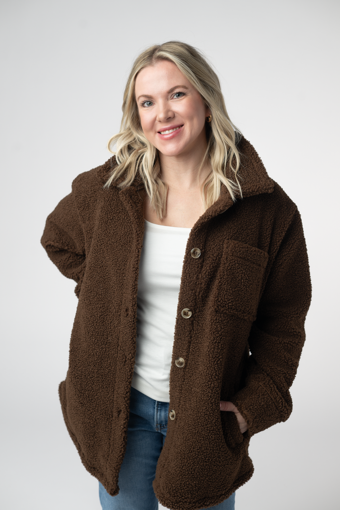Teddy Oversized Shacket - Brown by Michelle Mae