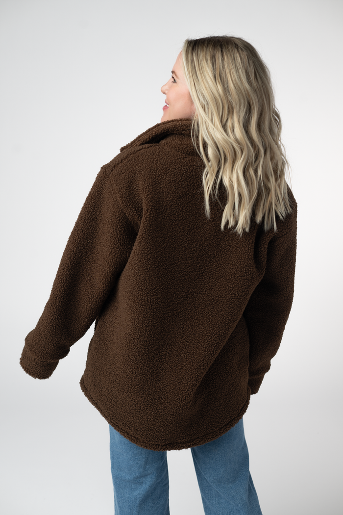 Teddy Oversized Shacket - Brown by Michelle Mae