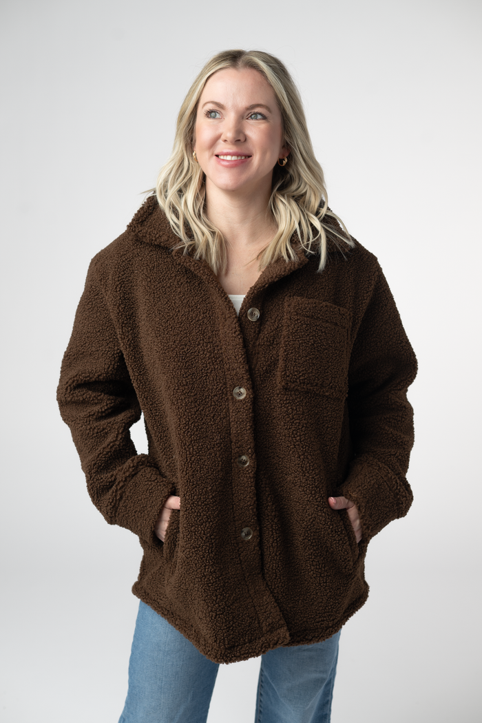 Teddy Oversized Shacket - Brown by Michelle Mae