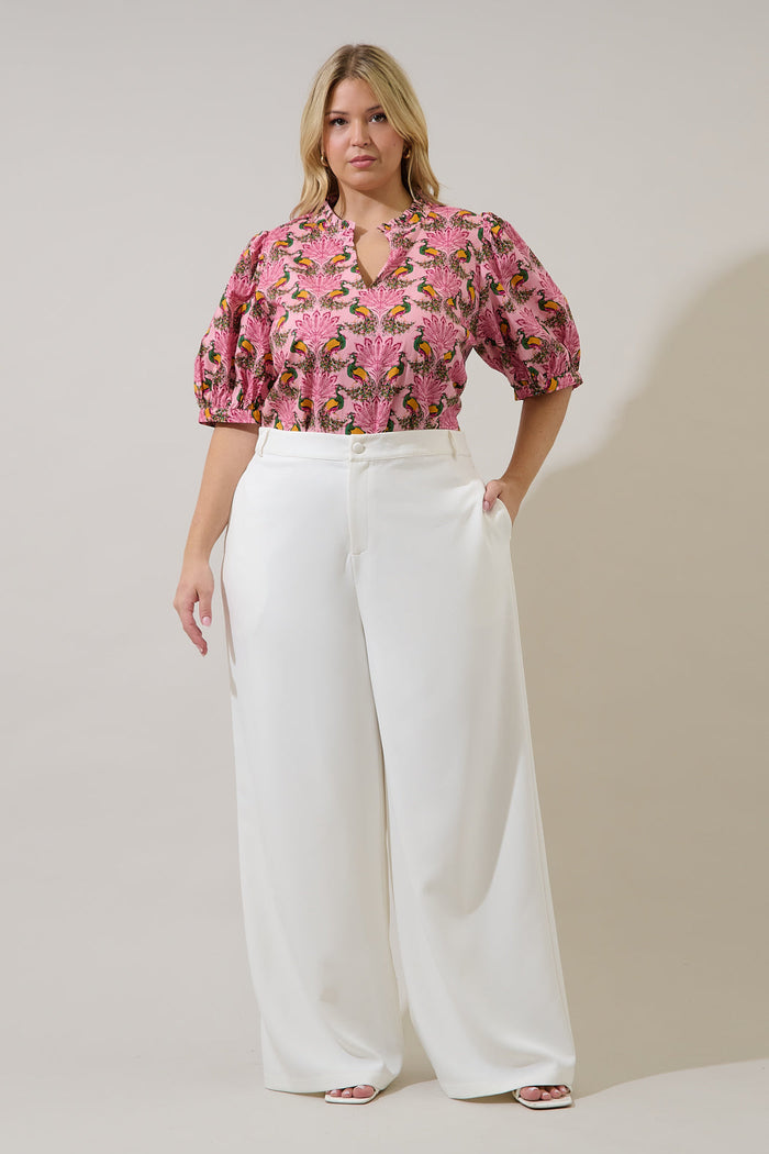 Terri Puff Sleeve Top Peacock Bay Curve