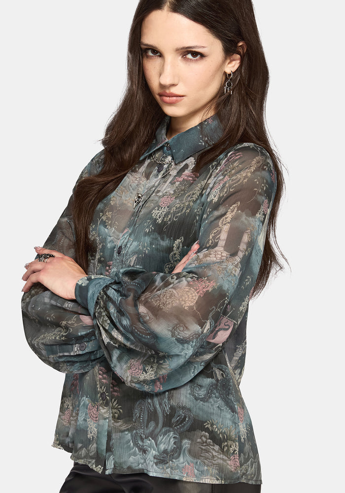 Thalassa Print Chiffon Shirt