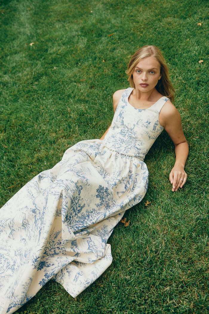 The Brigitte Skirt in Blue Toile